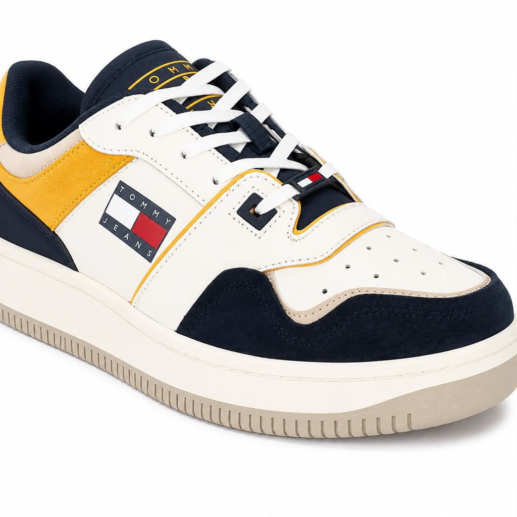 Tommy Jeans Basket Sneakers - White and Twilight Navy