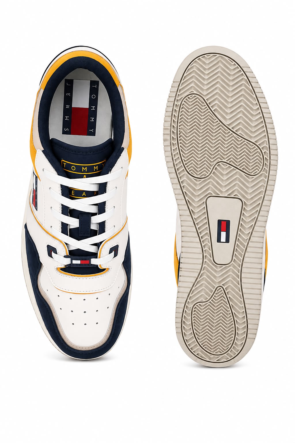 Tommy Jeans Basket Sneakers - White and Twilight Navy